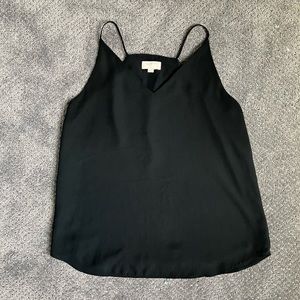 Ann Taylor LOFT petite medium black sheer lined sleeveless top